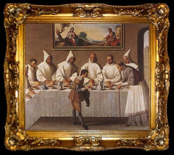 framed  Francisco de Zurbaran St Hugo of Grenoble in the Carthusian Refectory (mk08), ta009-2
